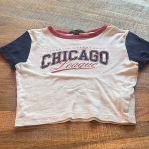 Forever 21 Chicago League Crop Top - White, Red, and Navy